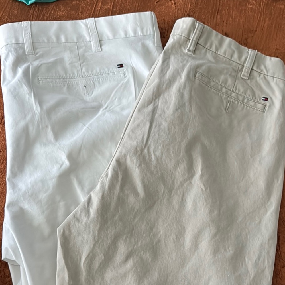 Tommy Hilfiger Chinos White and Tan Casual Cotton Blend